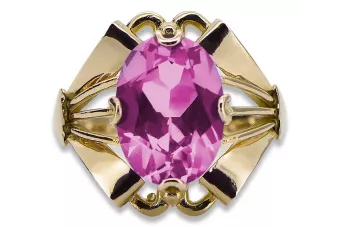 Vintage style Ring Amethyst 14K Yellow gold vrc015y